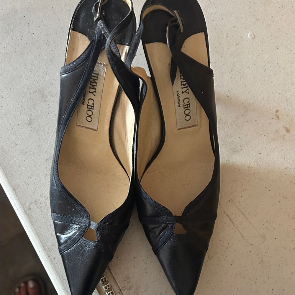 Jimmy Choo Black Leather Heels